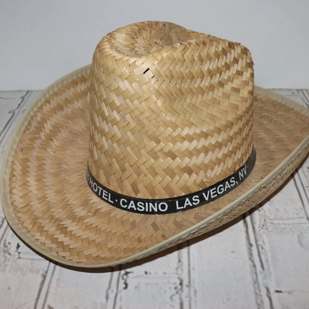 🤠✨ Vintage Straw Cowboy Hat – The New Frontier Hotel & Casino Las Vegas
